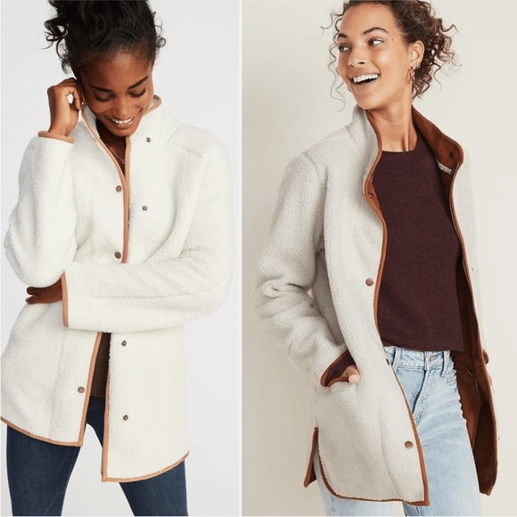 Mock-Neck Sherpa Jacket for Women - Picture 3 of 7